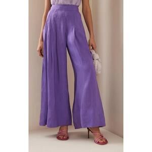 Aje Equinox Pleated Linen-silk Wide-leg Pants - Au 4 Purple